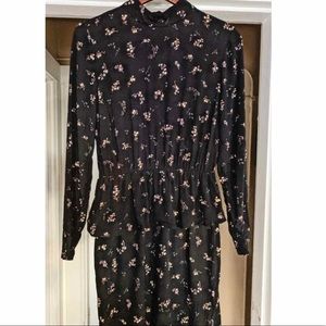 Floral Black Regal Long Sleeve, High Neck Dress
